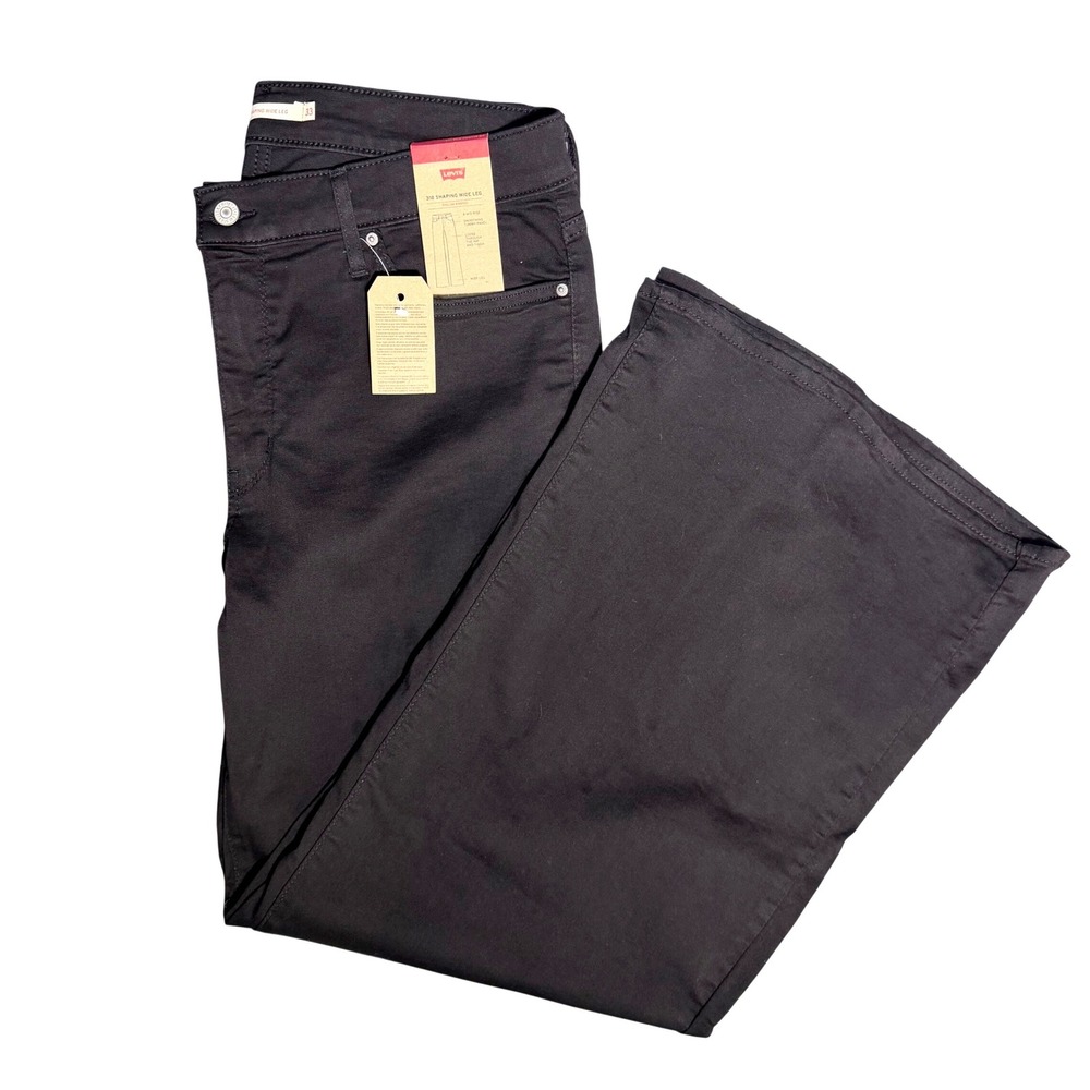 NWT Levi's 318 Shaping Wide Leg Jeans Black Tummy Control Mid Rise 33x32 - Picture 9 of 9